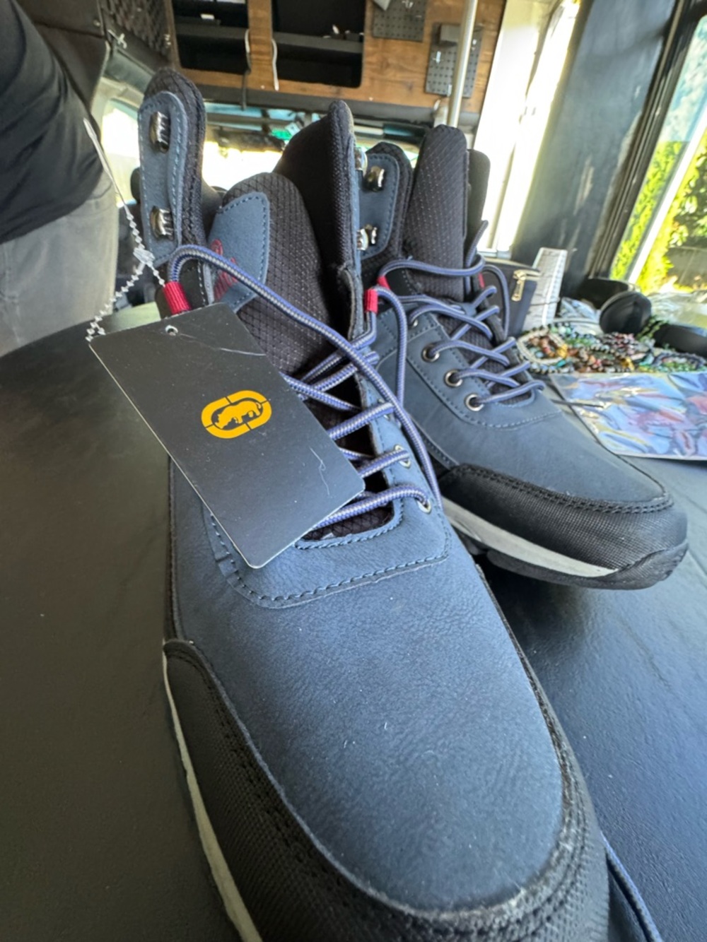 Men's Navy Hiking Boots - Ecko Unltd